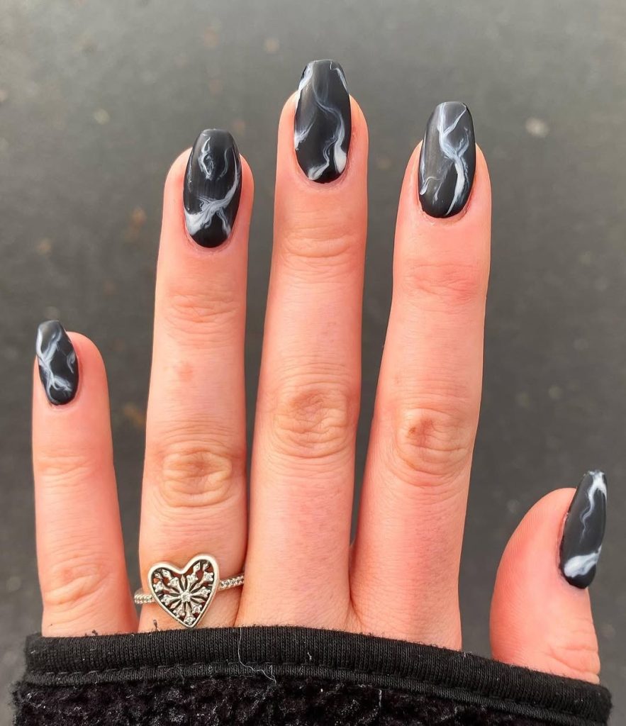 Black Marble Nails