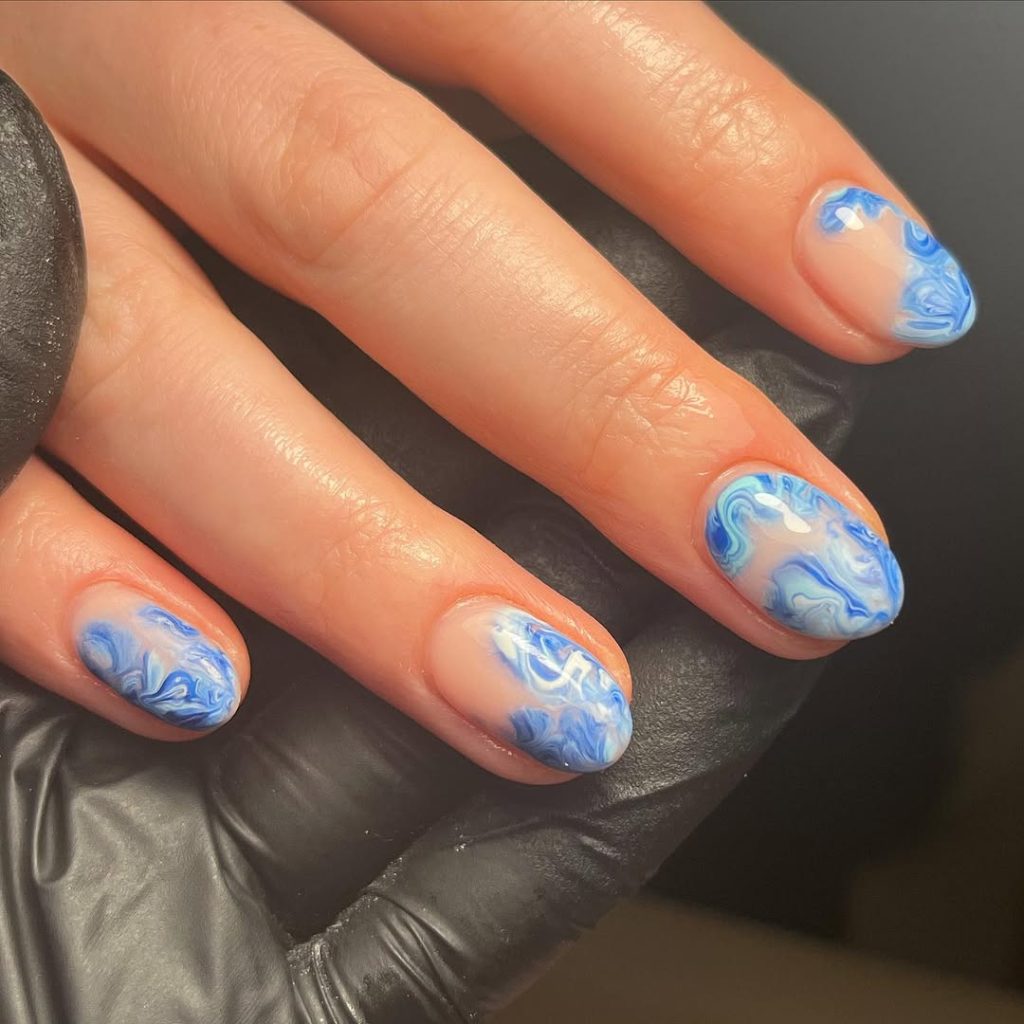 Blue Marble Nails