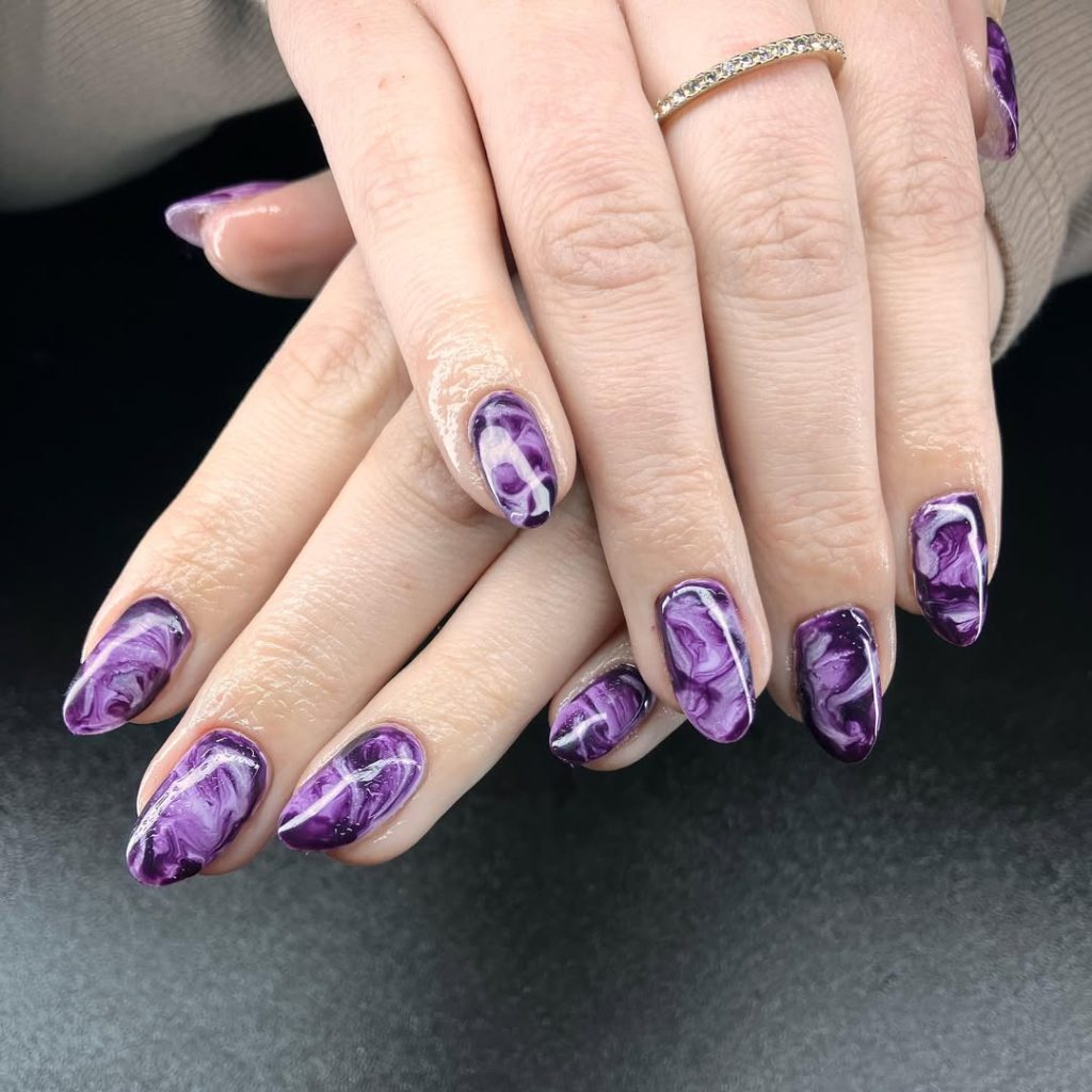 Purple Marble Nails