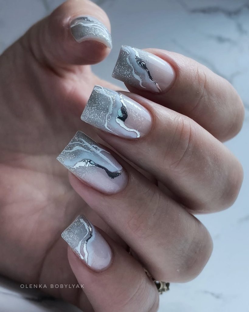Metallic Marble Nails