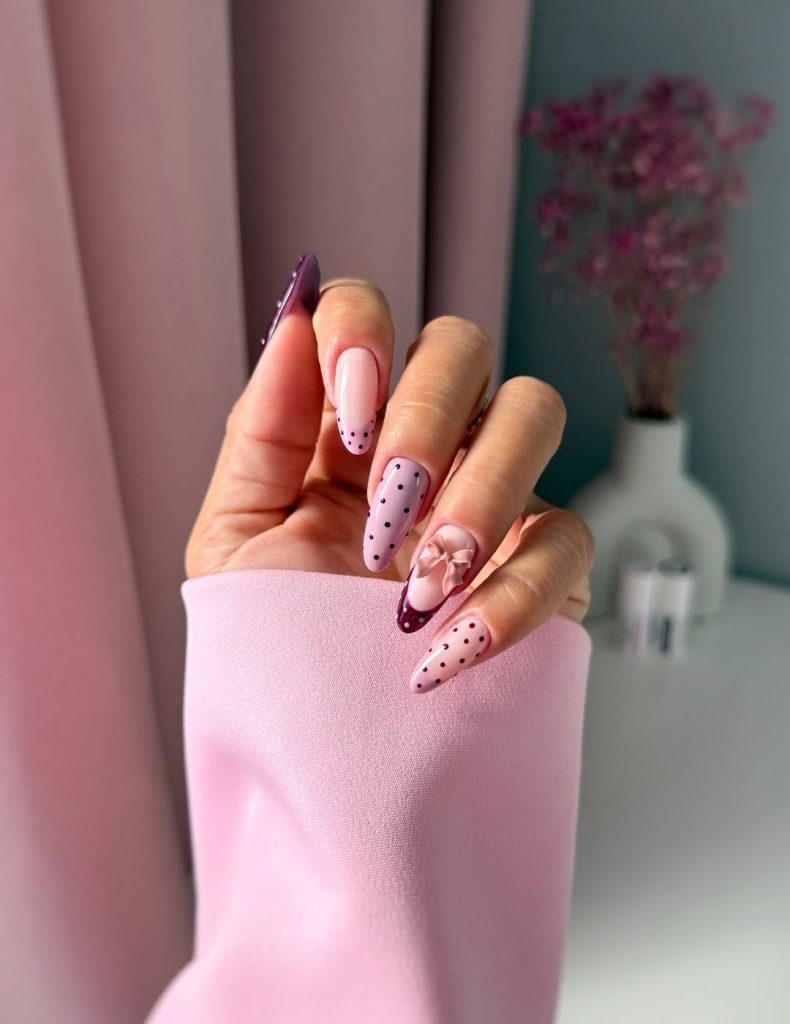 Romantic Plum Polka with 3D Bow
