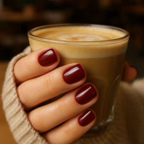 Short Burgundy Nails