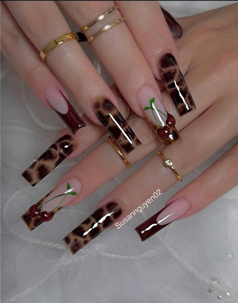 Tortoise Shell Coffin Nails