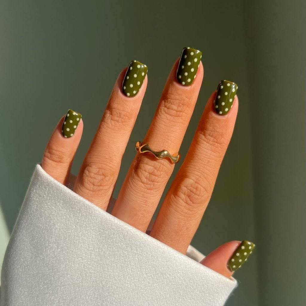 Olive Green Polka Dots