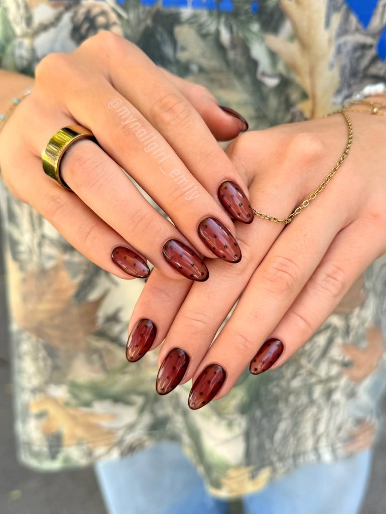 Burgundy Sheer Dots