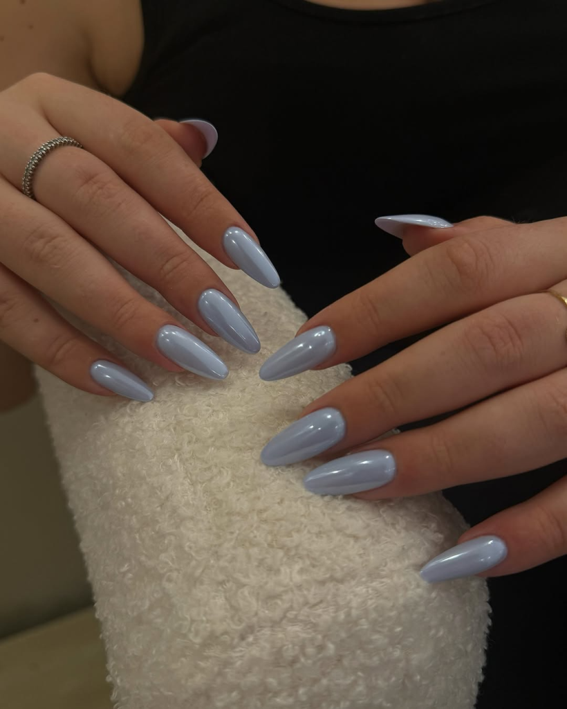Icy Blue Glazed Nails