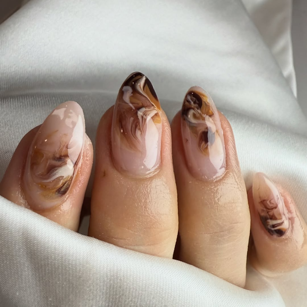 Brown Marble Nails