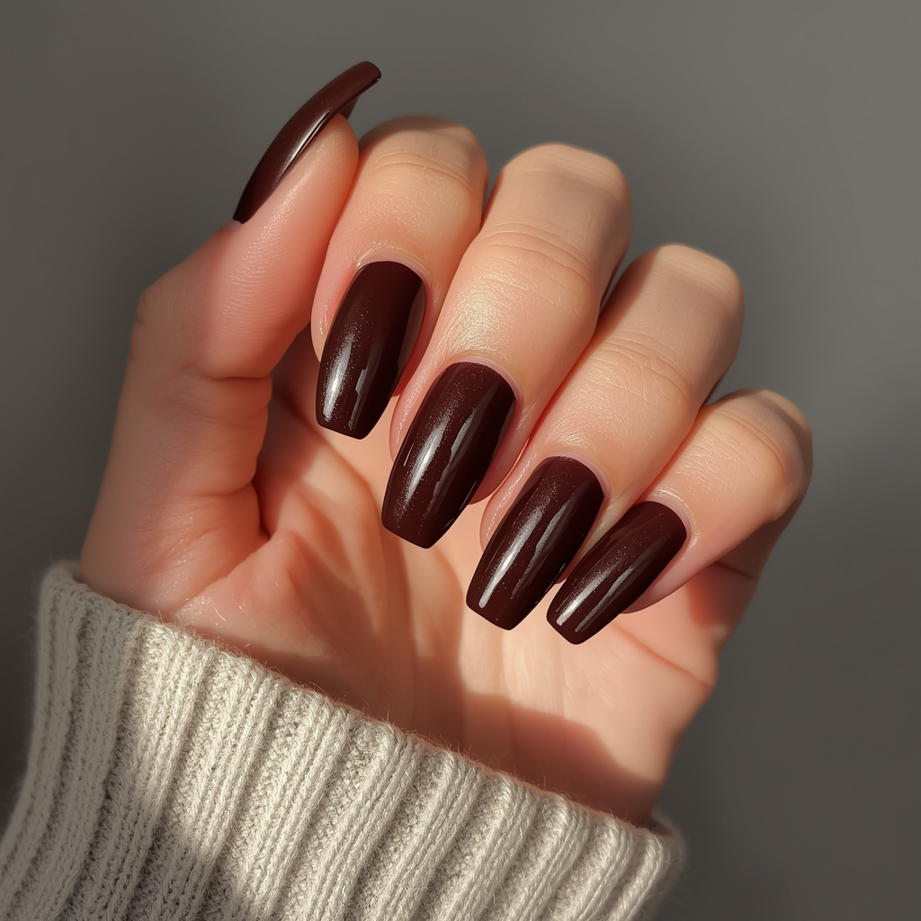 Brown Coffin Nails