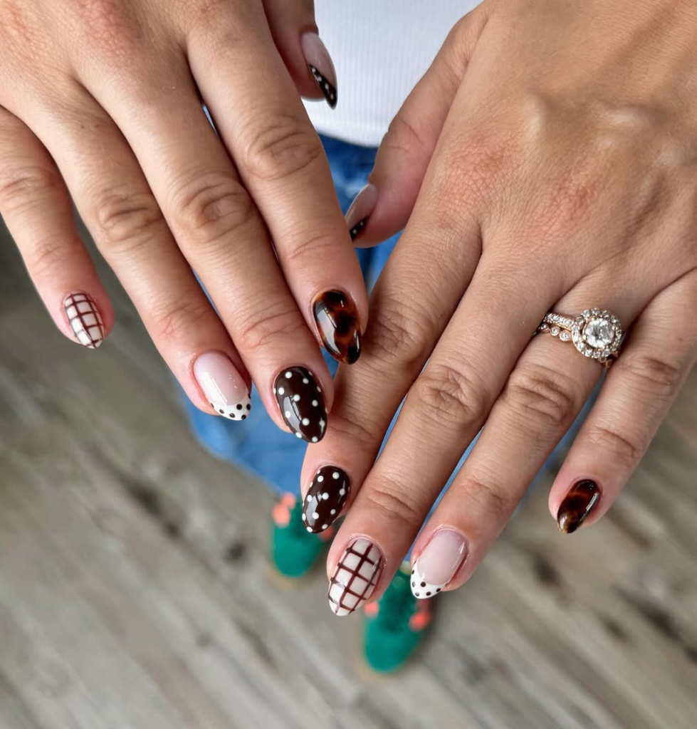 Mixed Print Tortoise Shell Nails