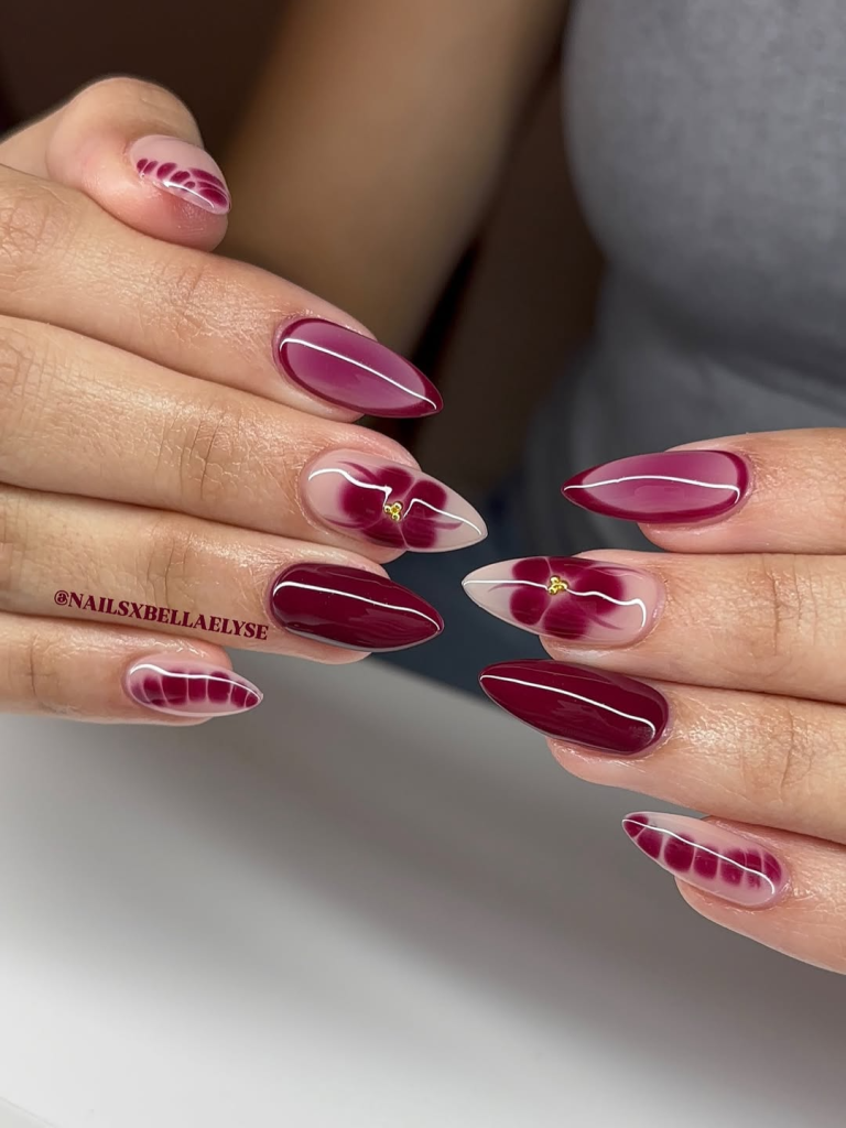 Burgundy with Floral Accents