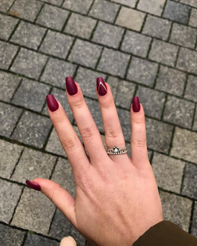 Burgundy Coffin Nails