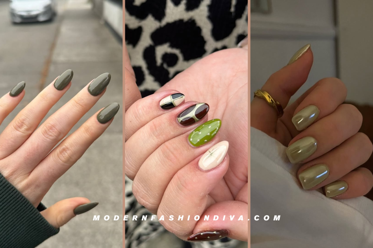 13+ Chic Olive Green Nails to Try This Season