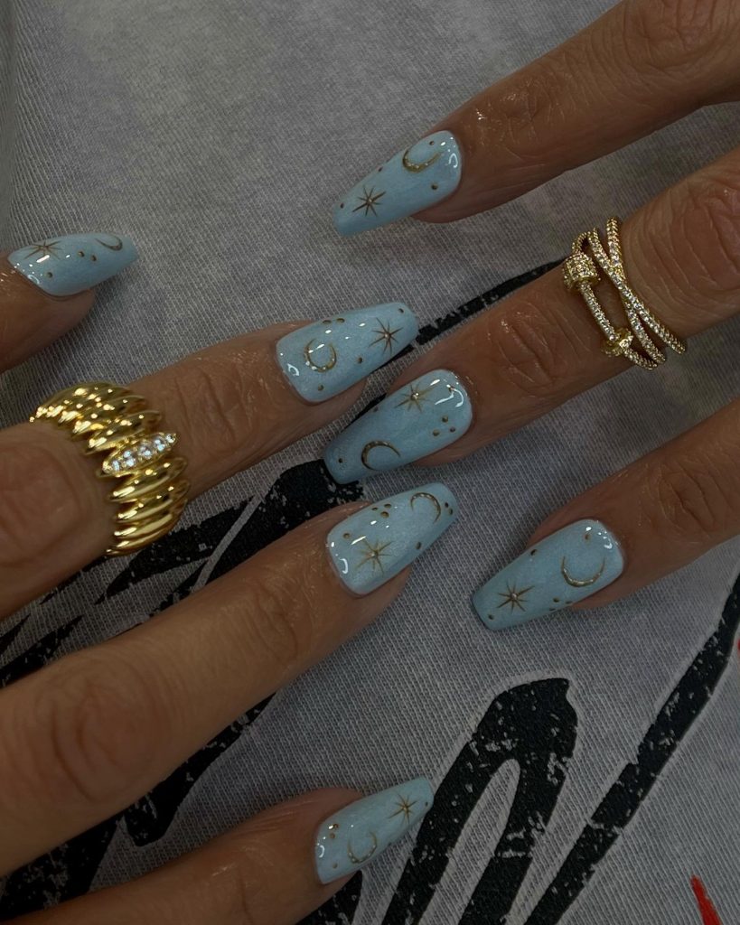 Baby Blue Coffin Nails
