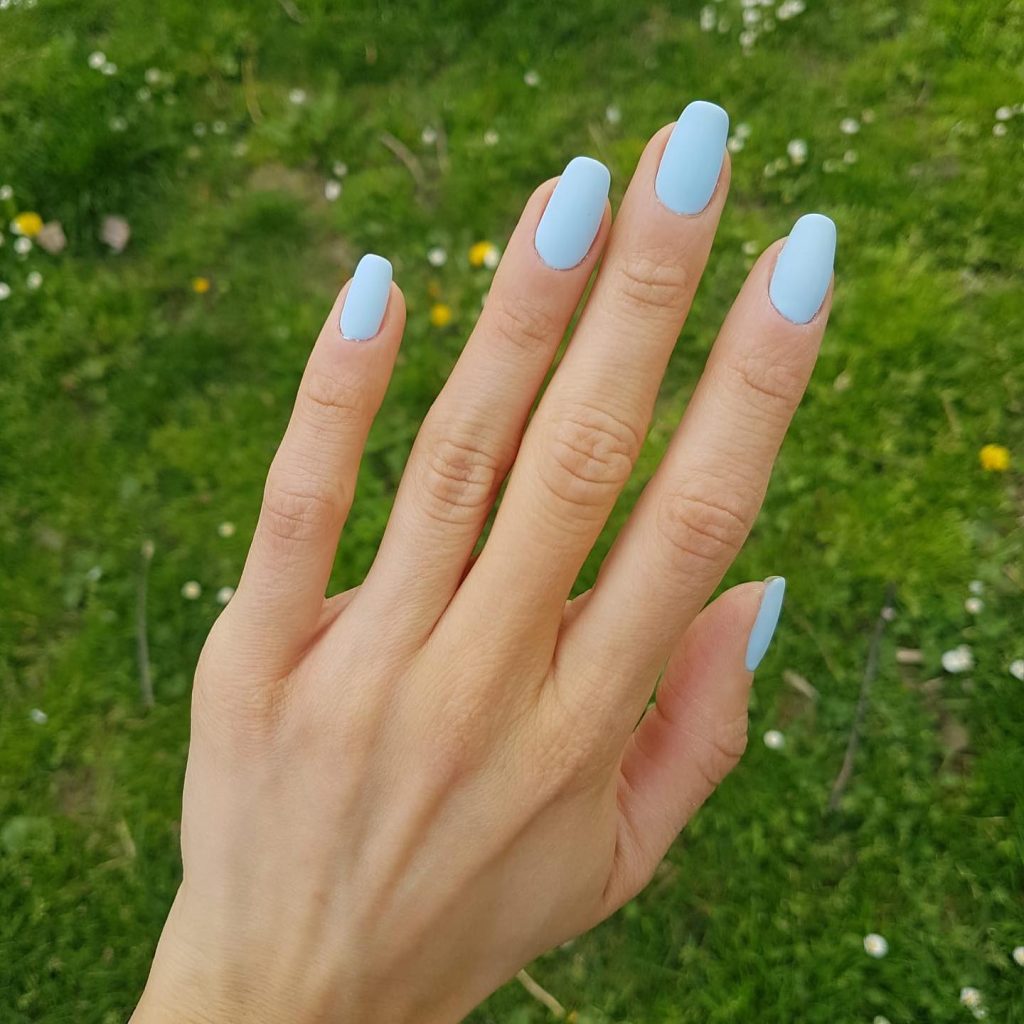 Matte Baby Blue Nails