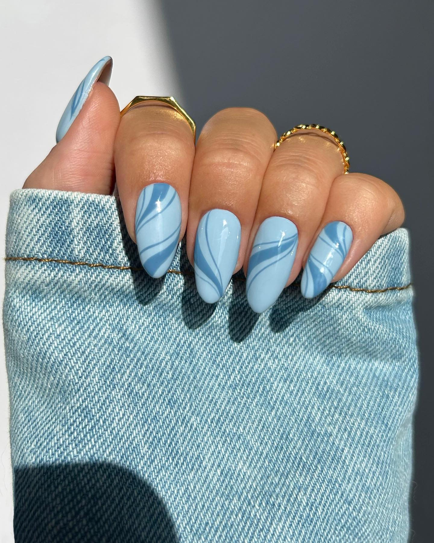 Denim-Inspired Blue Swirls
