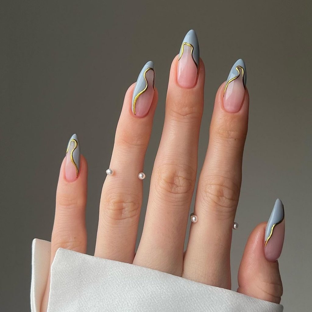 Gold-Lined Baby Blue Waves