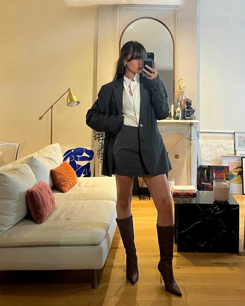 Oversized Blazer with a Mini Skirt