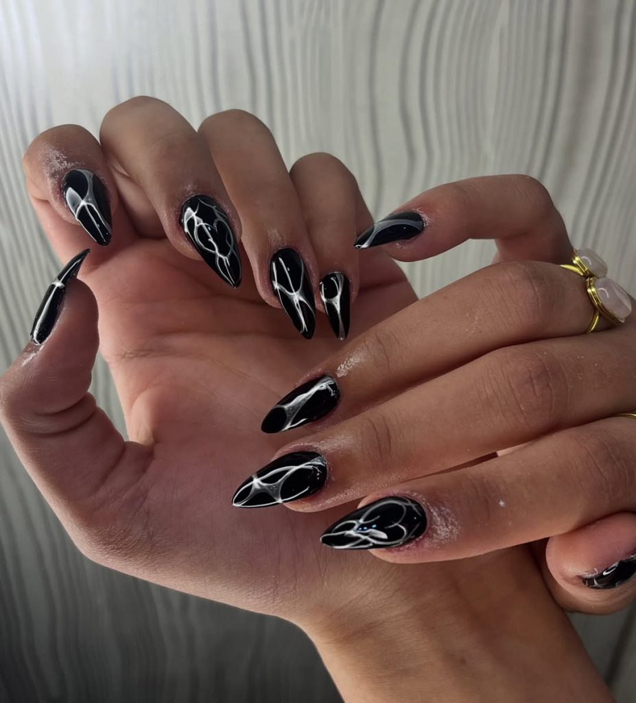 Black and Silver Nails