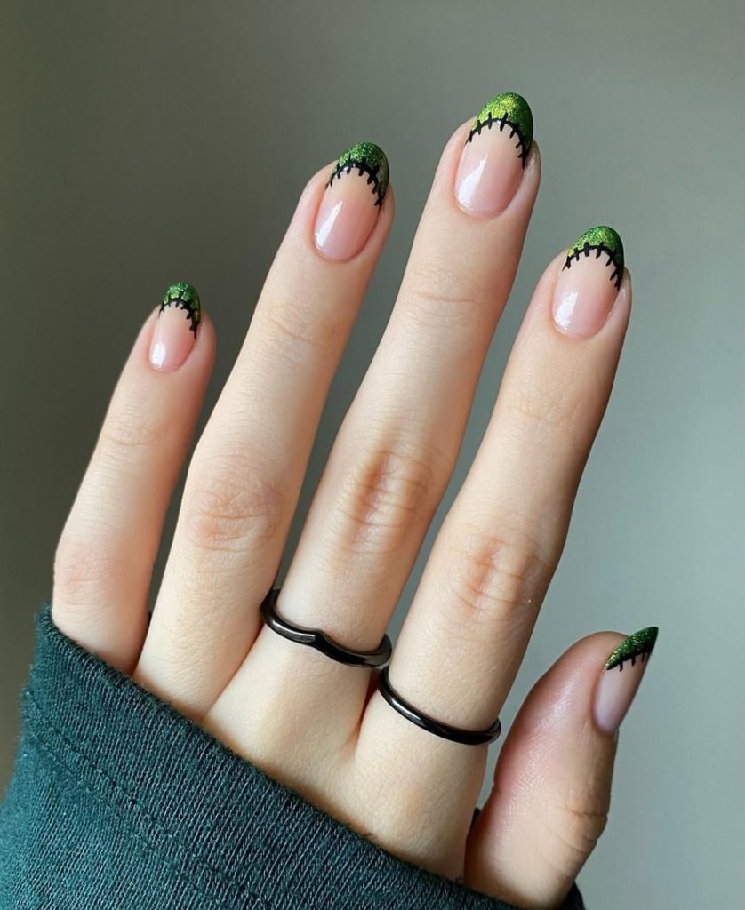 Frankenstein French Tips