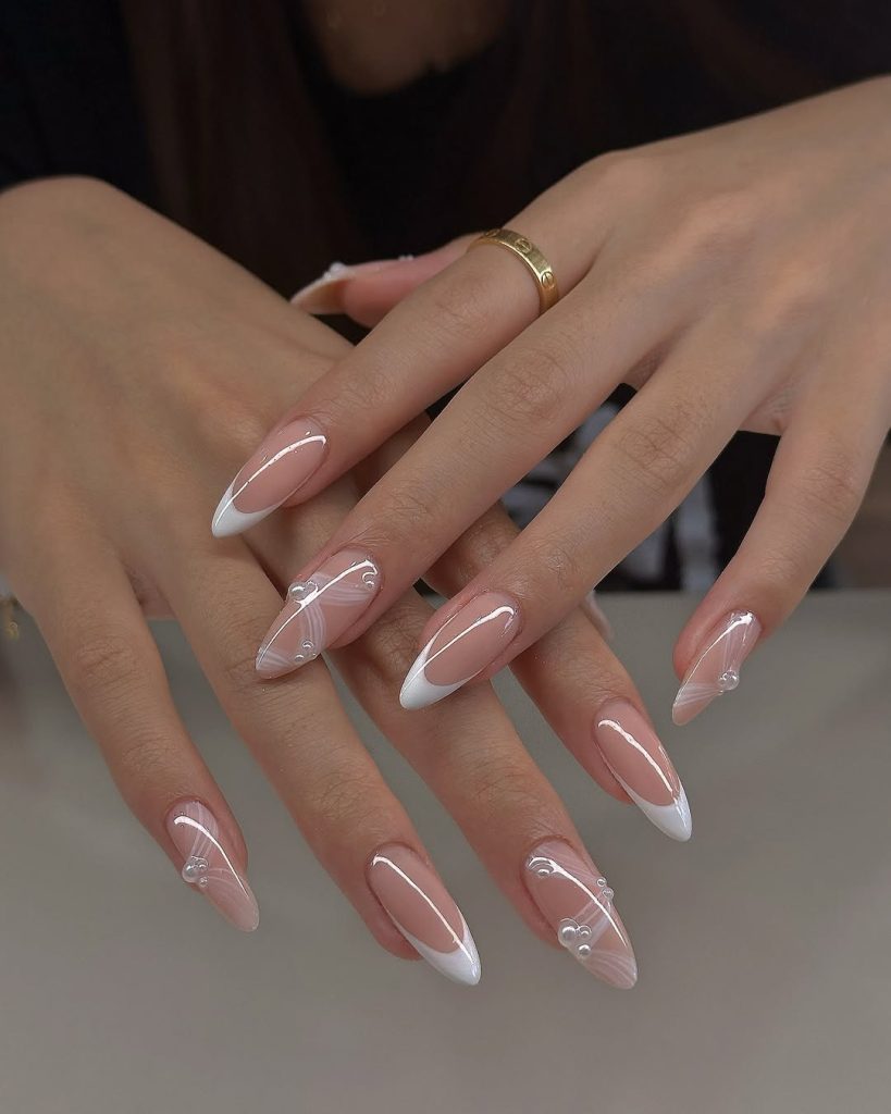 Pearl Accent Nails