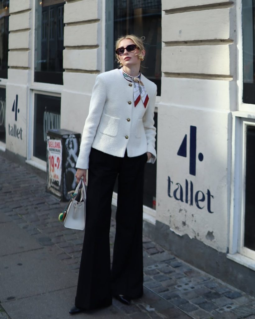 White Blazer with Wide-Leg Pants