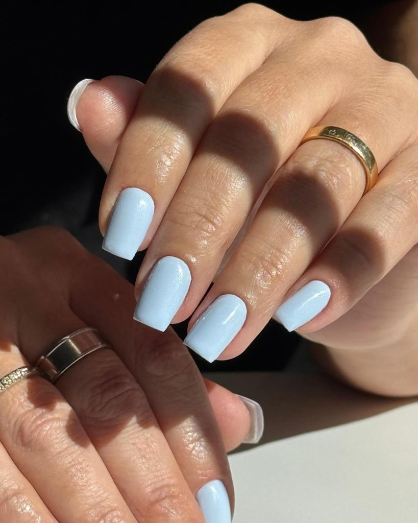 Short Baby Blue Nails