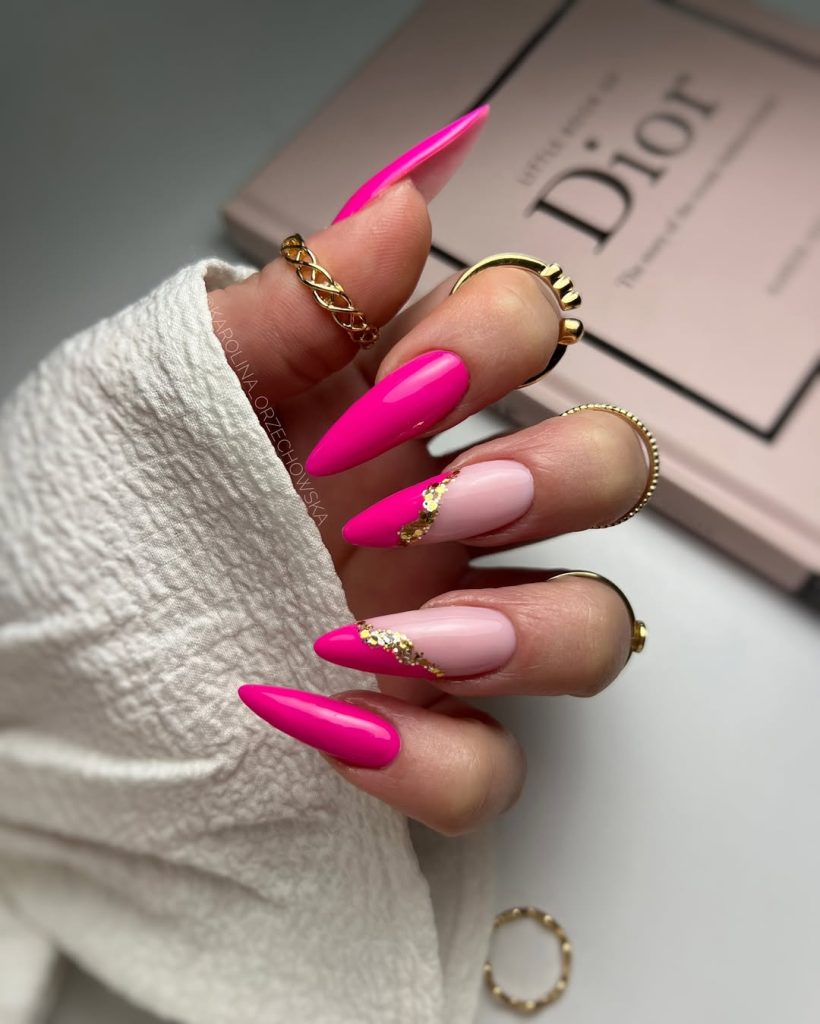 Pink and Gold Nails
