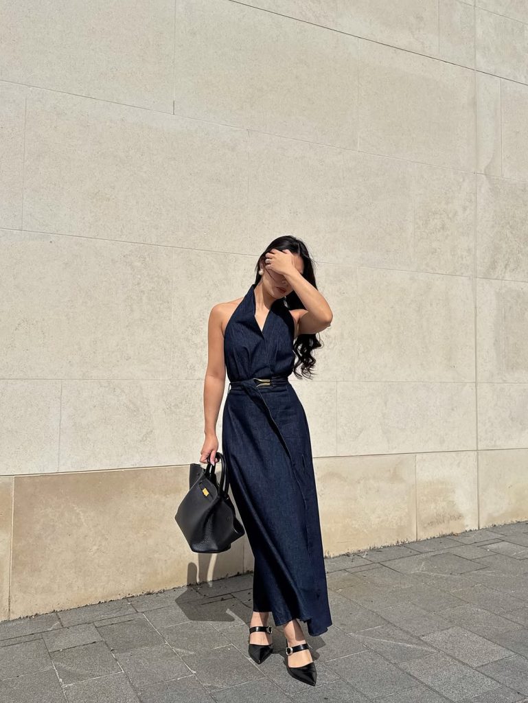 Sleek Black Midi Dress