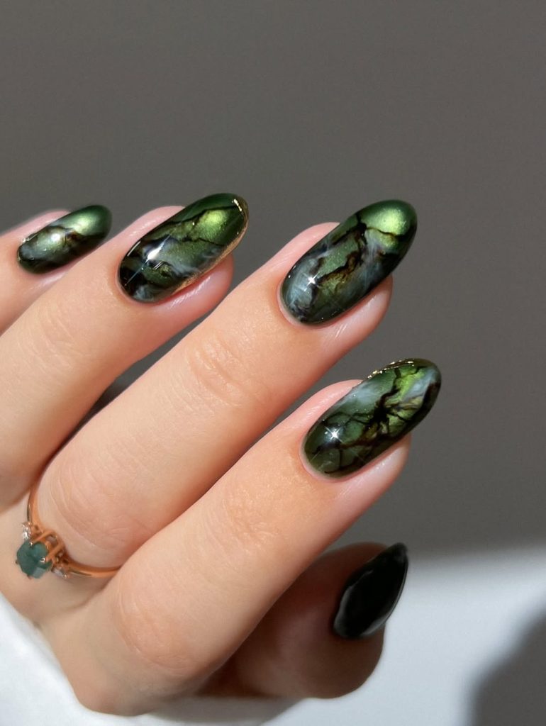 Emerald Forest Marble Nail