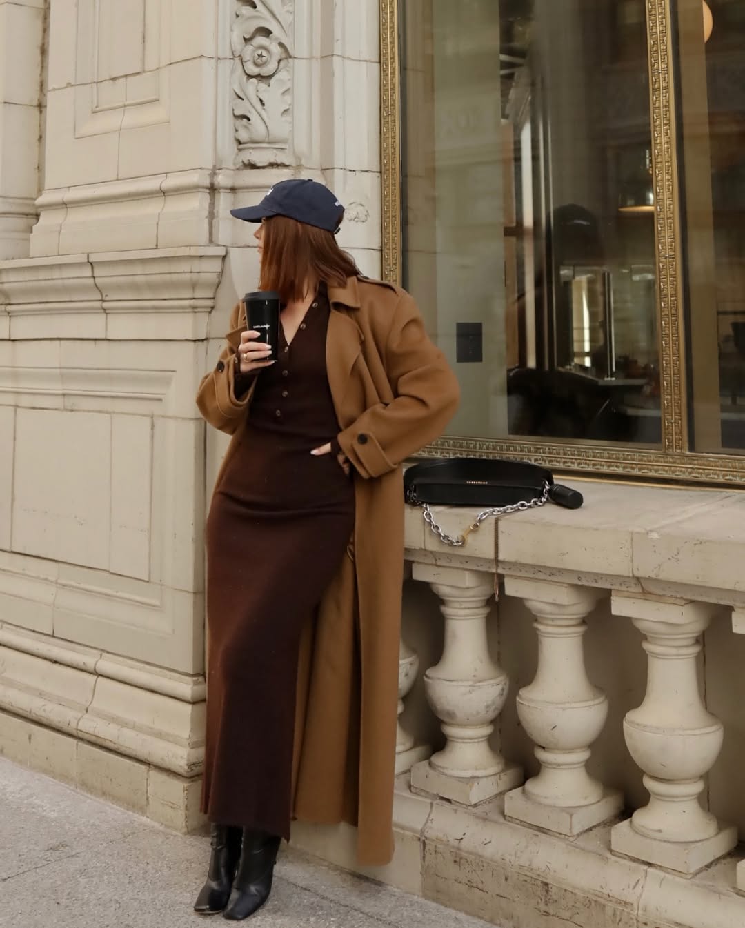 Camel Coat & Chocolate Dress Combo