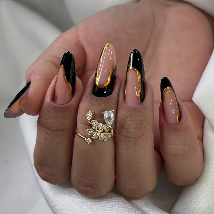 Black and Gold Nails