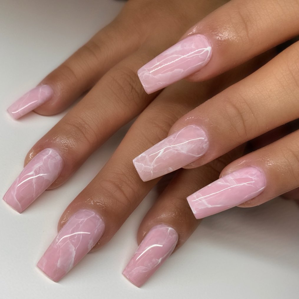 Pink Marble Nails