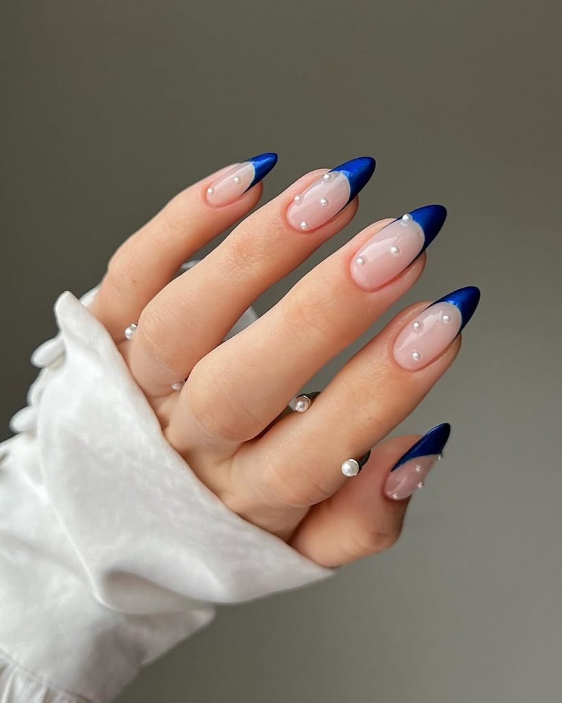 Blue French with Pearls