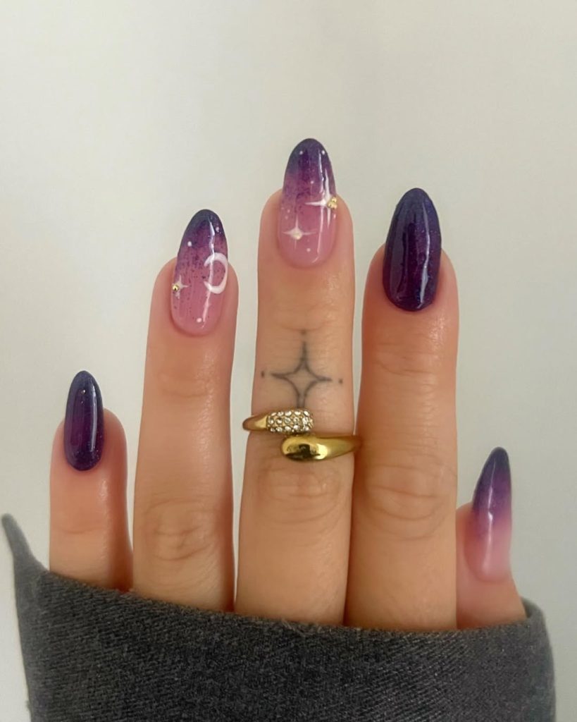 Purple Gradient Galaxy Nails