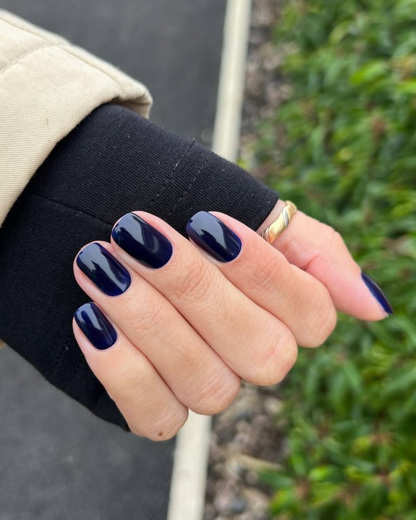 Short Navy Squoval Nails