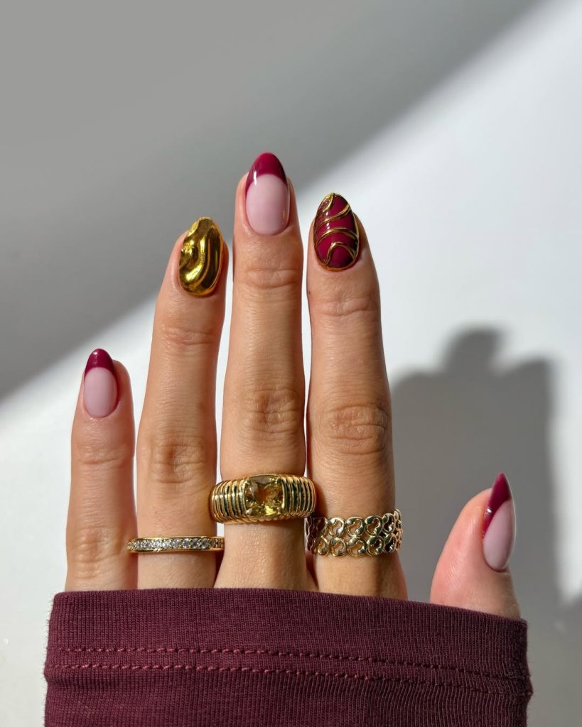Deep Burgundy + Gold
