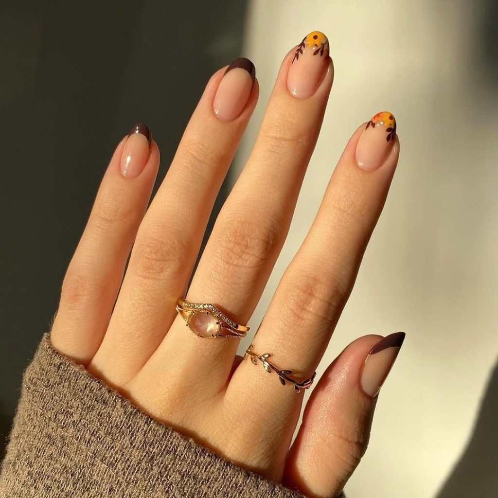Brown French Fall Tips