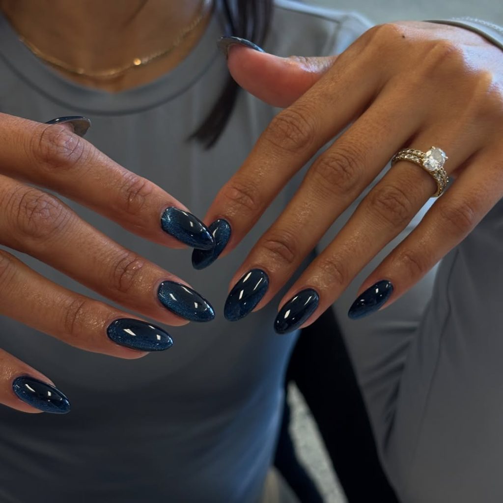 Deep Blue Velvet Nails