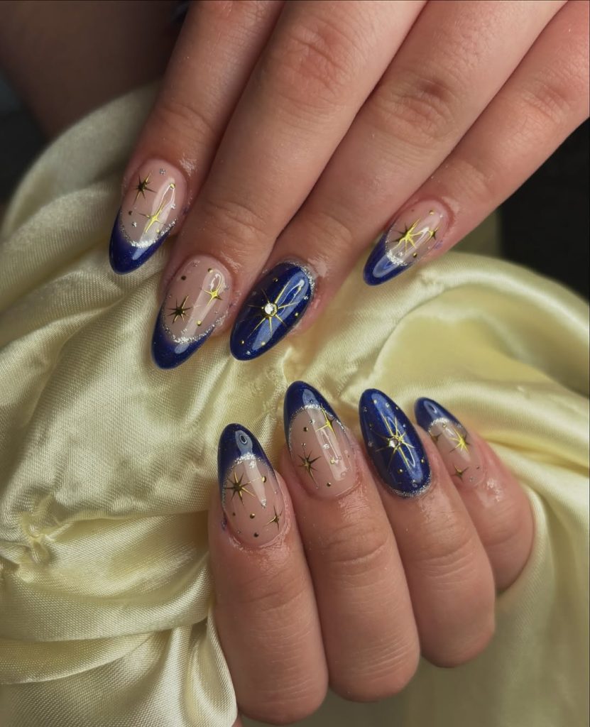 Blue Stars and Constellation Nails