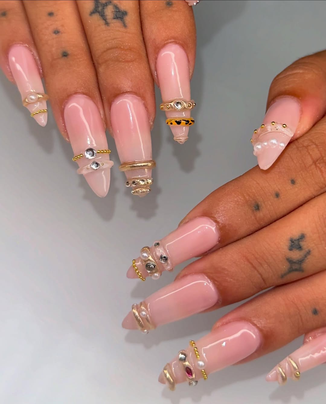 Soft Pink + Crystal Stacked