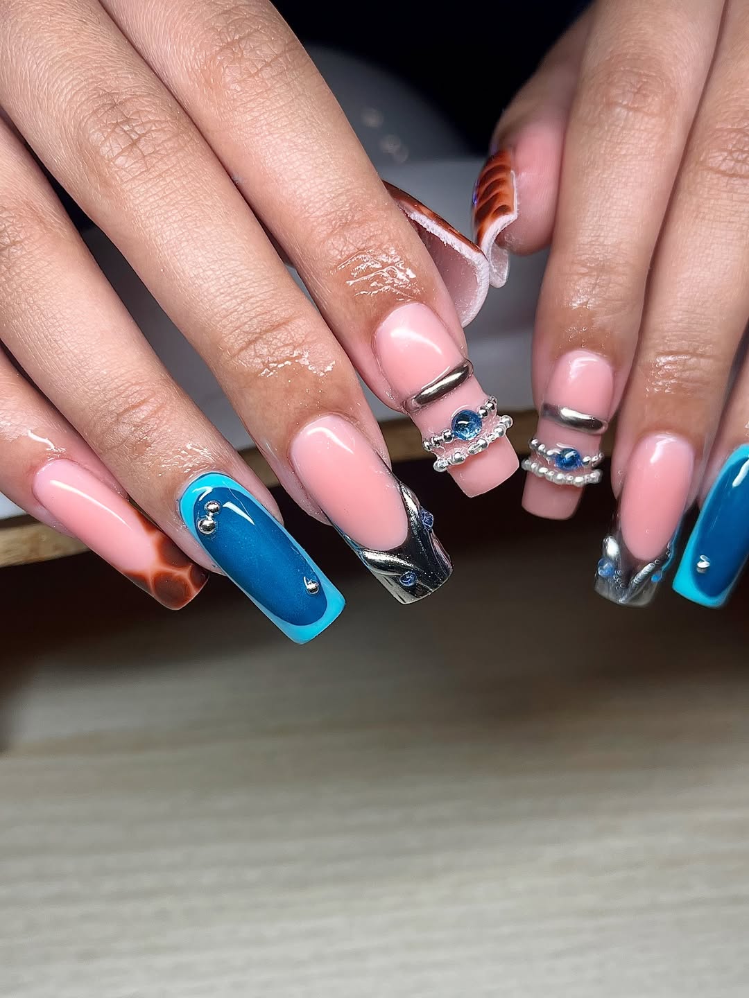 Ocean-Blue Chrome Bangle