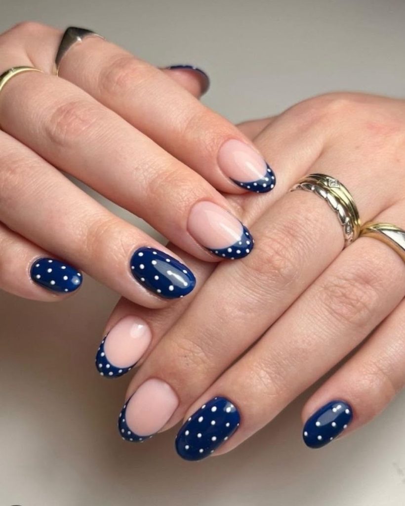 Navy Polka Dot French