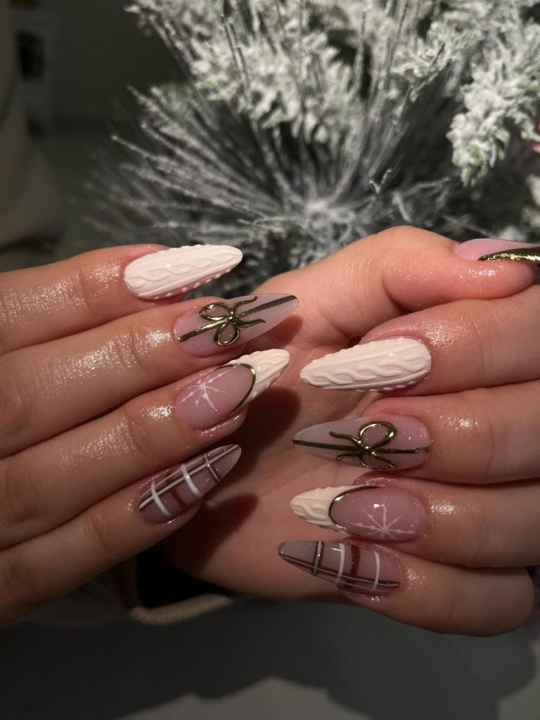 Pink Sweater & Gold Ribbon 