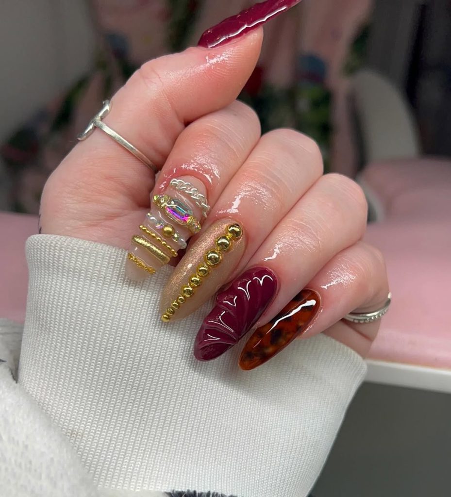Burgundy + Gold Bead Accent