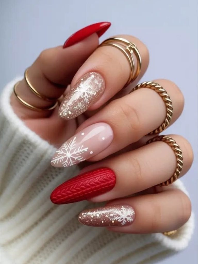 Red and White Knit Pattern