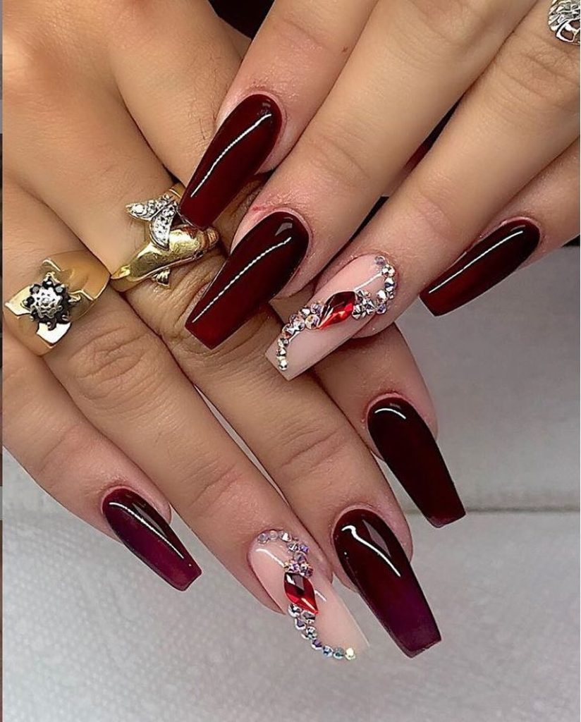 Coffin Nails with Crystal Accent