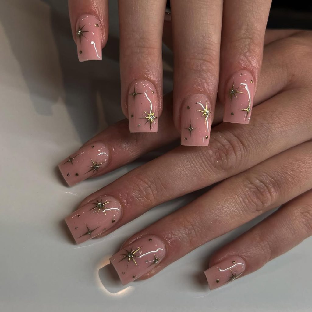 Gold Starry Night Nails