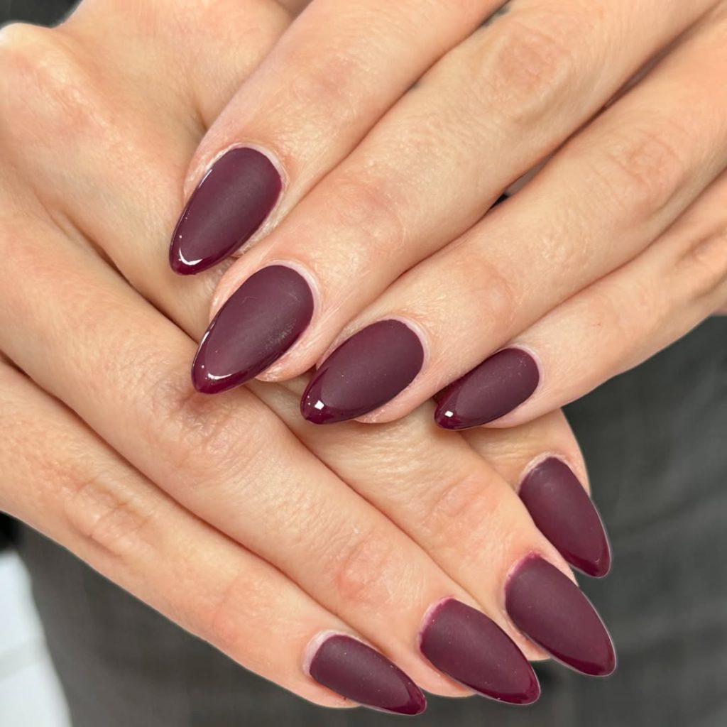Matte Deep Wine Burgundy Nails