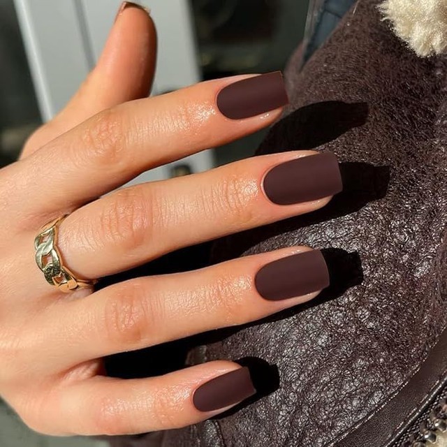 Matte Chocolate Brown Nails