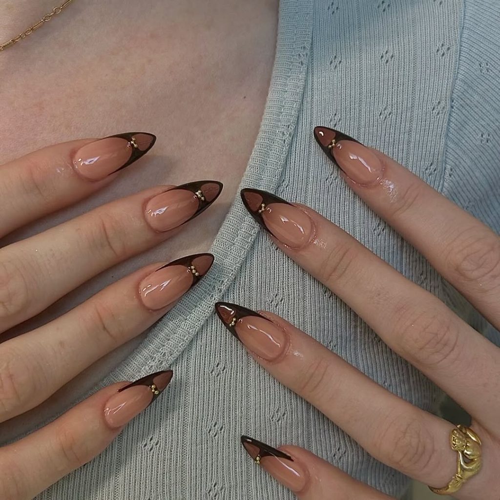 French Tips with Brown Edges